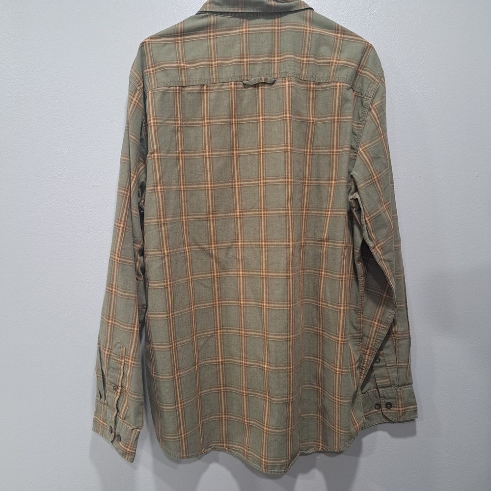 GH Bass Mens XL Plaid Button Down Shirt Olive Green Tan Long Sleeve Cotton Blend - Picture 2 of 6